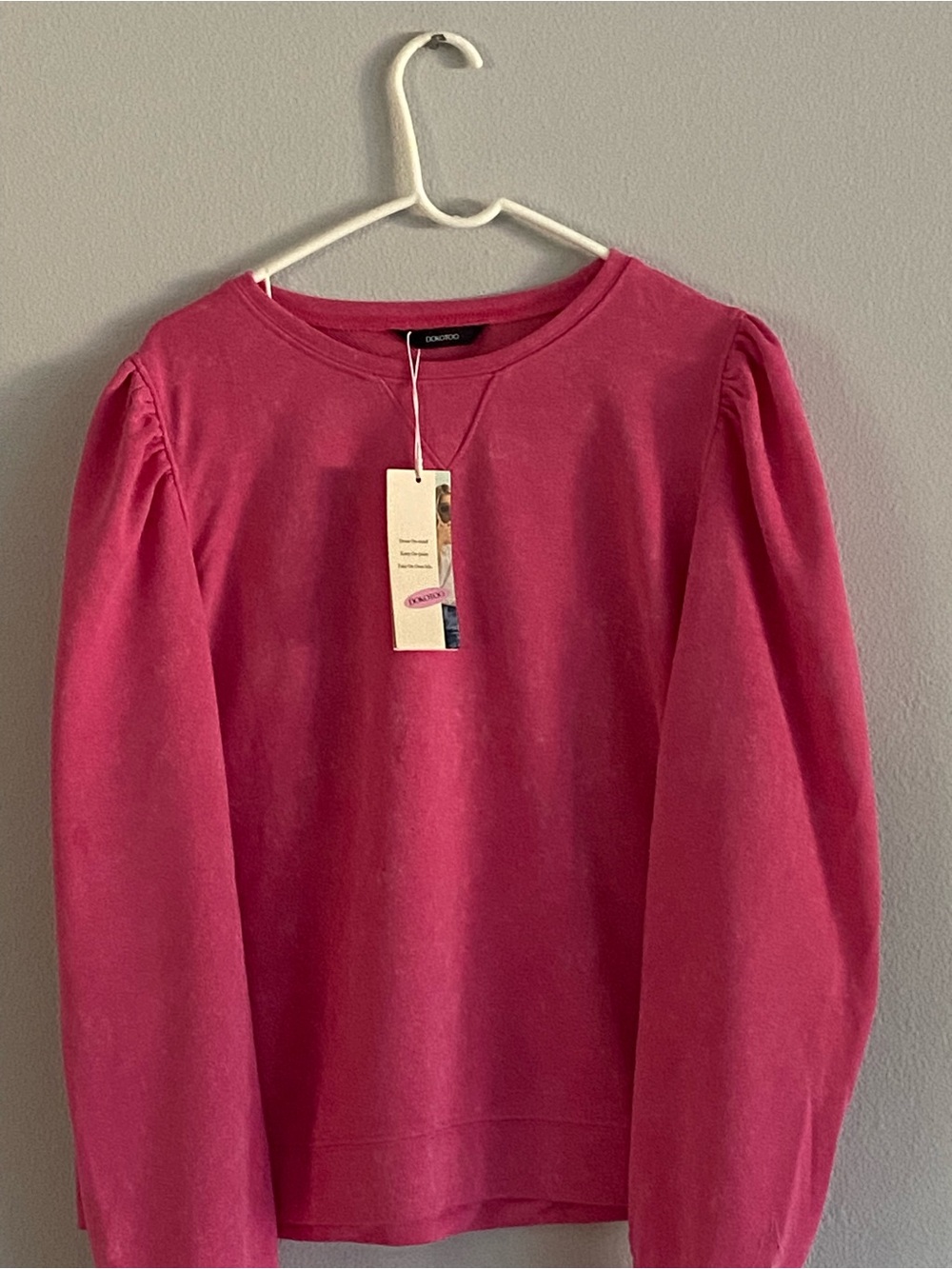 Pink Puff-Sleeve Women's Sweater